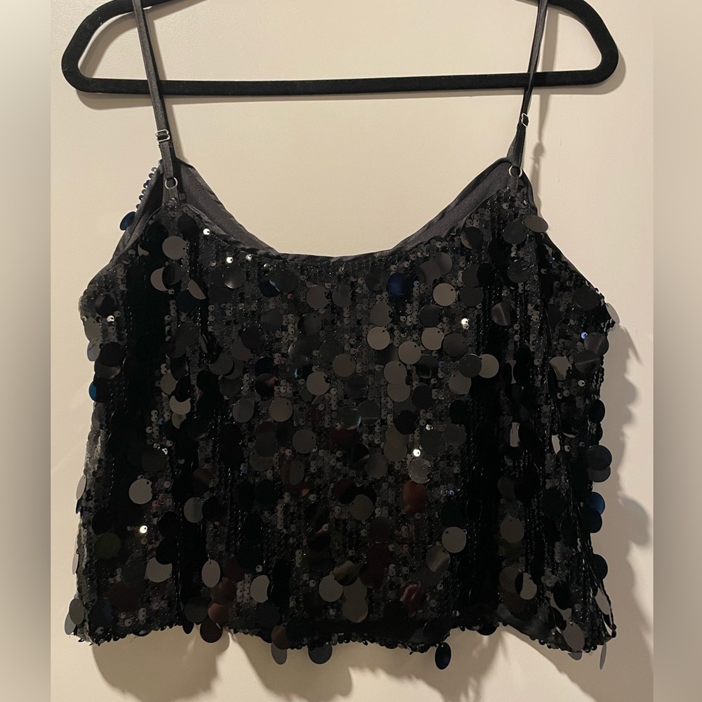 Black Sequin Sleeveless Top